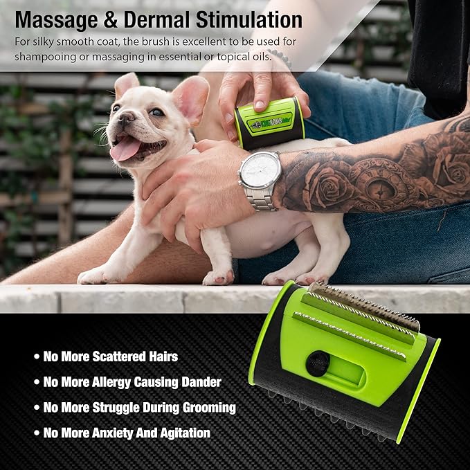 King Kanine Mini King Komb Pet Grooming Brush, Self Cleaning Deshedding | Multi-Use Tool for Cats & Kittens of All Life Stages | Mini Brush Pet for Grooming and Loose Hair | Perfect for Small Coats