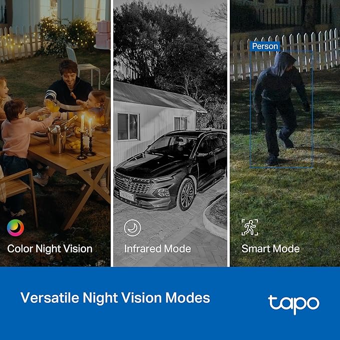 Tapo 2K 3MP Pan/Tilt Indoor/Outdoor Security Camera - Free Person/Baby Cry Detect & Motion Track, 360ยฐ Pan, Color Night Vision, SD/Cloud Storage, Works w/Alexa & Google Home HybridCam 360
