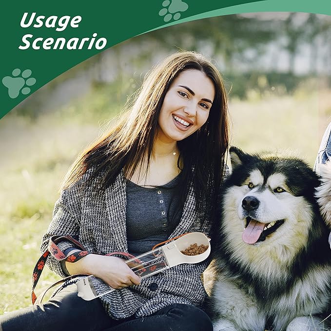 PUPIHOM17OZ 3 in 1 Portable Dog Water Bottle, Outdoor Dog Water Dispenser with Poop Bag, Pet Travel Water Bottle Dispenser with Drinking Feeder and Food Container for Dogs Walk Travel, Length 15.55"