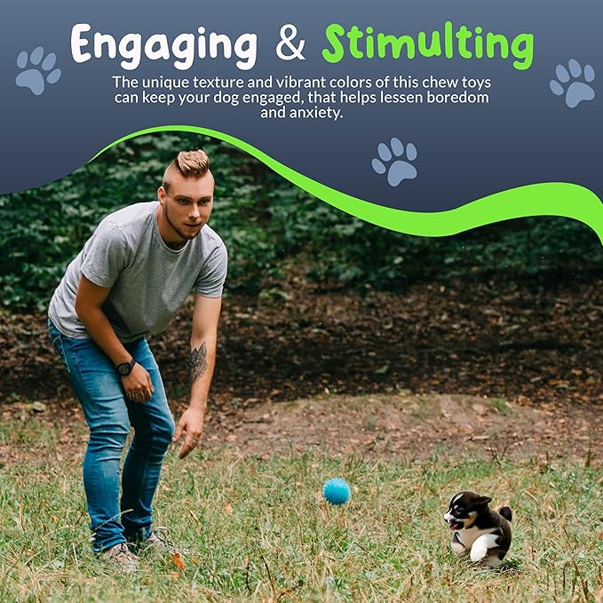 Spiky Dog Ball 1.8 Inch Squeaky Toy for Small Dogs Aggressive Chewers Puppy Teething Toys Dog Spike Ball for Training and Teeth Cleaning - 8 Pack