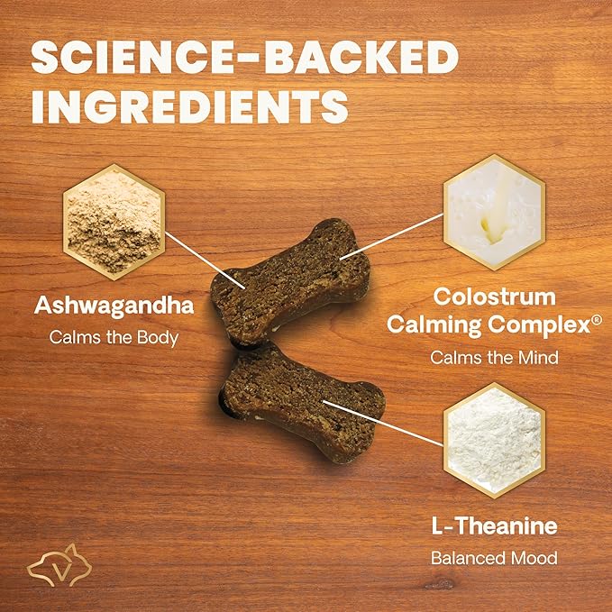 VetriScience Long Lasting Calm & Confident Calming Chews for Dogs, Supplement for Stress Support, Thunderstorms, Fireworks, & Travel, Chicken, Soft Chews, 90 Count - New Look