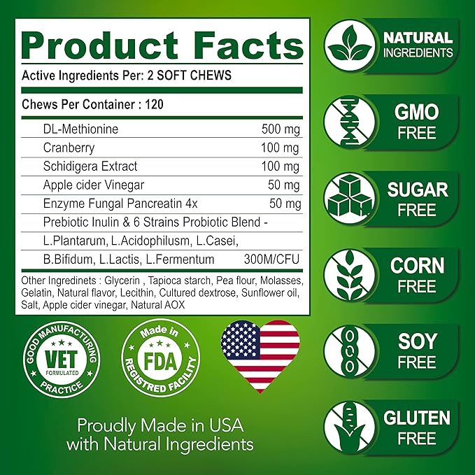 Grass Burn Spot Chews - Dog Urine Neutralizer for Lawn - 120 Grass Green Treats, Rocks - Pee Grass Spot Saver Caused by Dog Urine - Probiotics - Digestive Enzymes - Made in USA