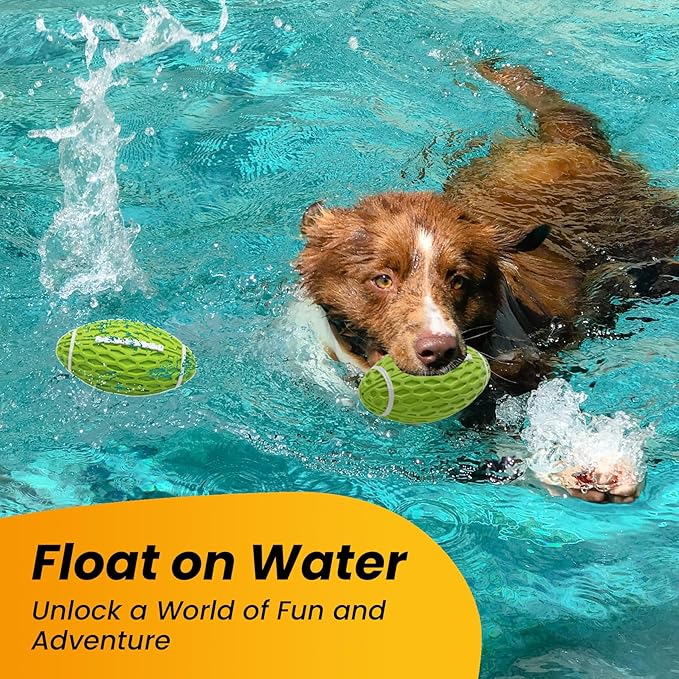 Squeaky Dog Football Toy, Rubber Dog Ball Toy for Aggressive Chewers, Tough Fetch Ball, Durable and Interactive for Medium Large Dogs, Green, Large