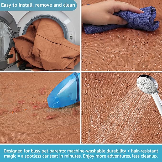 Lassie Dog Car Seat Covers for Back Seat, Waterproof Dog Car Hammock with Mesh Window Durable Scratch Proof Nonslip Pet Car Seat Covers Universal Fit Protector for Cars, Trucks & SUVs