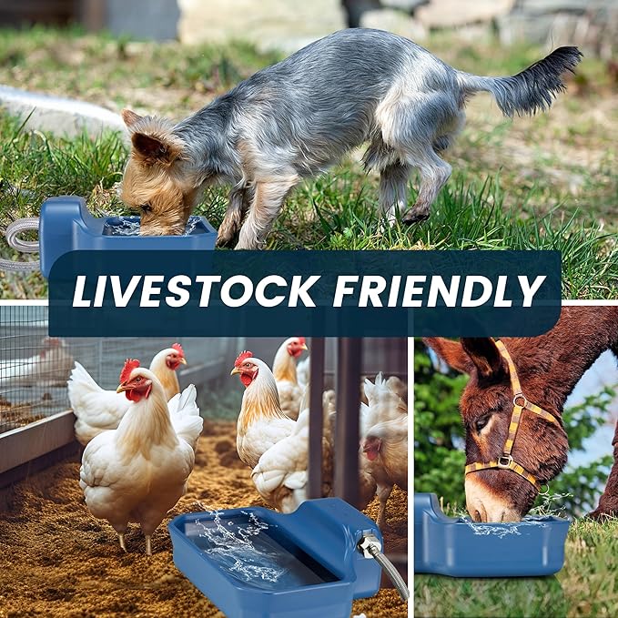 Automatic Water Dispenser for Dogs/Cats, 1 Gallon Auto-Fill Dog Water Bowl Dispenser for Indoor/Outdoor, Large Water Feeder for Pets/Livestock, BPA-Free, Wide Mouth, Fits GHT 3/4" Faucet, Blue