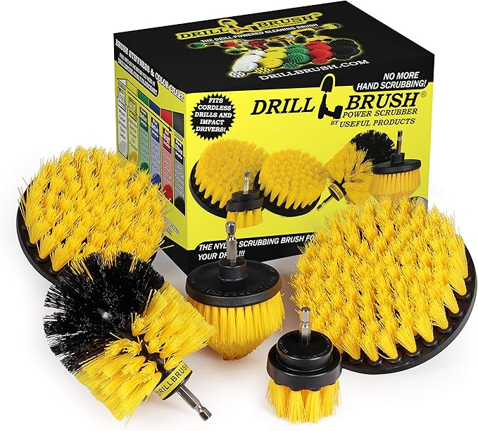 Drill Brush Power Scrubber Attachment Set for Bathroom, Toilet, Tile, Floor, Shower, Bath Tub - Rotary Shower Cleaner Brush for Cordless Drill – Spin Cleaning Bathroom Accessories Set by Drillbrush