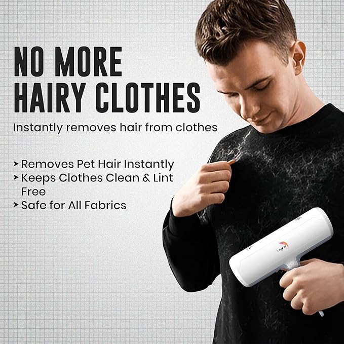 CALMZY Pet Hair Removal Tool, Reusable Lint Roller for Pet Hair, Dog Hair Remover Couch for Cleaning Rug, Carpet, Bed, Cat Hair Remover & Updated 2025, Pet Hair Remover Roller (Grey & White)