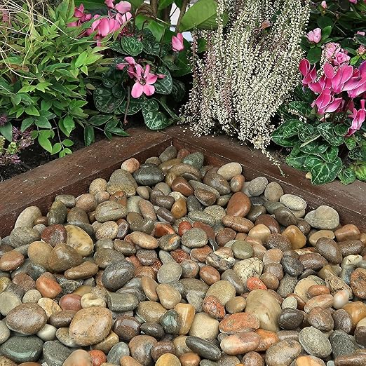 Large River Rocks for Landscaping 20lbs, 3-4 Inch Natural Unpolished Bulk Pebbles, Hand-Picked Premium Stones for Garden Design Fish Tank, Flower Pots, Pathways and Backyard, Mixed Color
