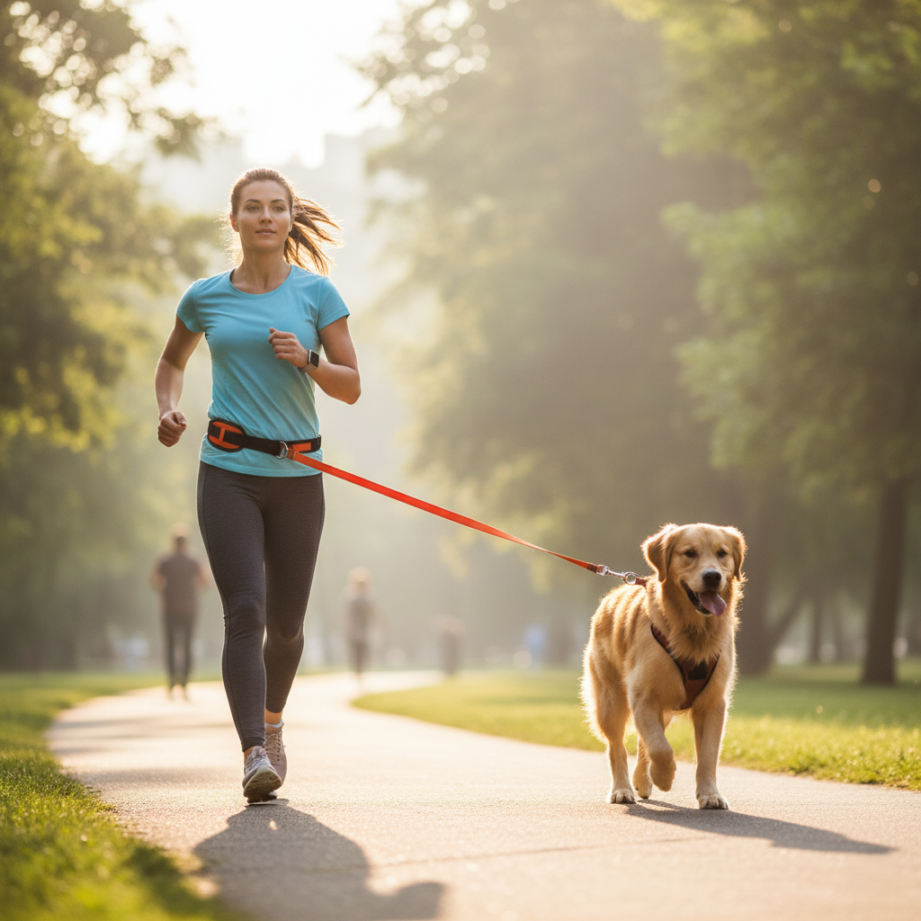 TSPRO Hands-Free Dog Leash — adjustable orange leash with padded handle and metal clasp for walking, running, and training large dogs at PetLovers.