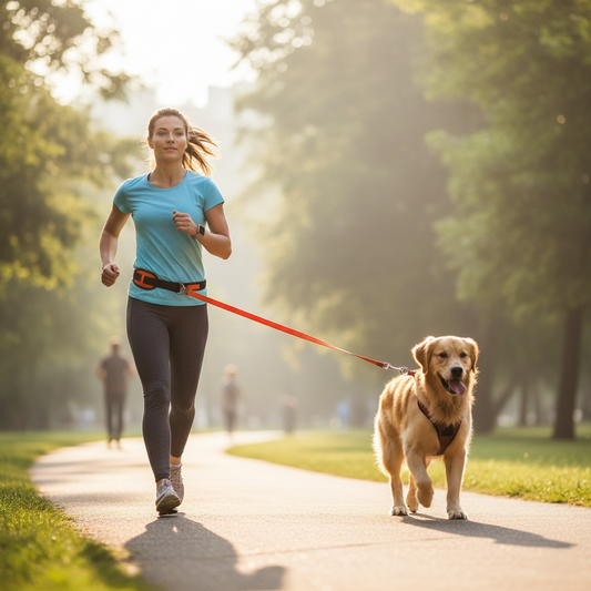 TSPRO Hands-Free Dog Leash — adjustable orange leash with padded handle and metal clasp for walking, running, and training large dogs at PetLovers.