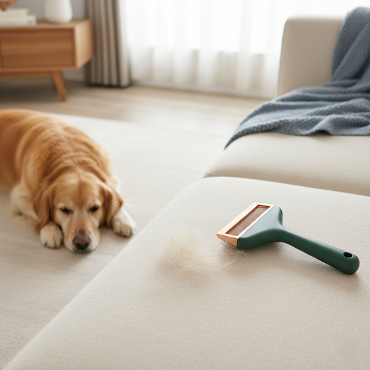 ALLISTAR Pet Hair Remover — reusable double-sided lint brush with self-cleaning base for pet hair on clothes, furniture, and carpets, available at PetLovers.