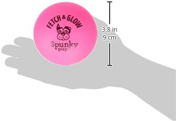 Spunky pup Fetch & Glow Ball Dog Toy | Glowing Logo Toss Balls for Large Dogs | Indoor & Outdoor Active Play | Durable | Waterproof & Floats | Non Toxic | Assorted Colors | For Large Dogs