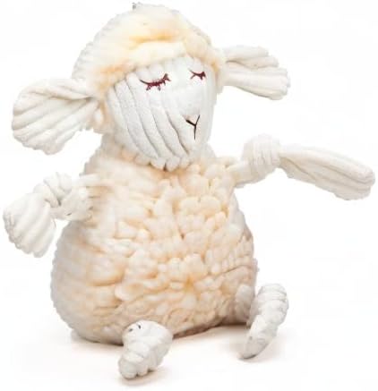 HuggleHounds Plush Dog Toy - Fuzzy Dog Toy, Soft Fleece, Interactive Durable Stuffed for Small and Large Breeds with Squeaker - Louise Lamb, Large