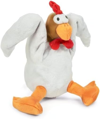 goDog Action Plush Chicken Animated Squeaky Dog Toy, Chew Guard Technology - White, One Size