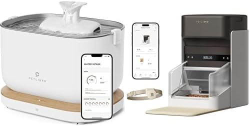 Bundle of PETLIBRO App Monitoring Cat Water Fountain 2.5L/84oz Pet Fountain with 2.4GHz Wi-Fi + PETLIBRO Upgraded RFID Automatic Cat Feeder, 5G Wi-Fi Automatic Pet Feeder with Light Collar Tag
