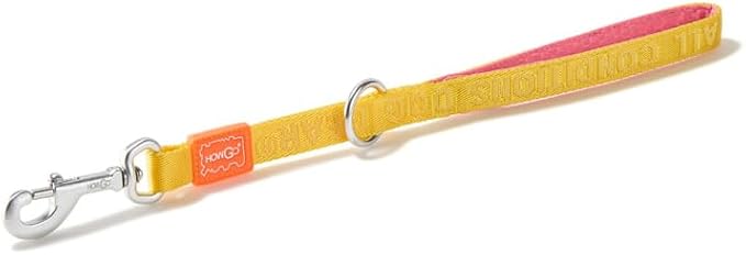HOWGO Short Dog Leash - Aviation Aluminum Hook Lightweight Padded Handles Rope Traffic Leashes for Large Dogs,No Tangle Dog Leash Coupler,Yellow