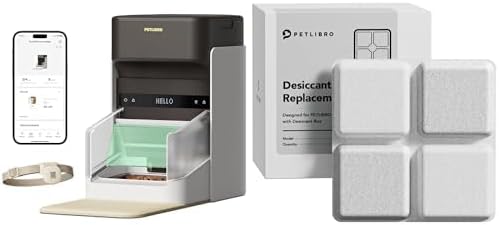 PETLIBRO RFID Automatic Cat Feeder with 6 Packs Pet Food Desiccant Bag, Collar Tag Activated Personal Meal, 5G&2.4G Wi-Fi Programmable Cats Food Dispenser with Cat Recognition & Diet Tracking