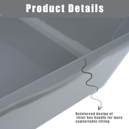 1 Pack of Extra Large Cat Litter Box (ABS Material), Low Entry Senior Litter Pen for Geriatric Kitty Big Cats, Jumbo Pet Safe Litter Boxes Tray for Indoor Pets Potty (White, 24" L x 20" W)