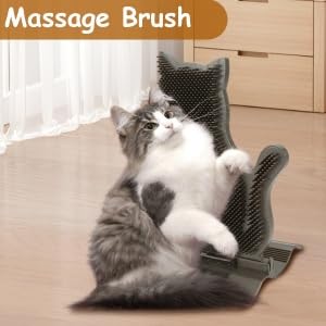 Cat Massage Brush, Cat Itching Toy Brush, Self Groomer to Reduce Cat's Anxiety and Shedding with Easy Installation for Cats with Long or Short, Suitable for Kittens and Puppies
