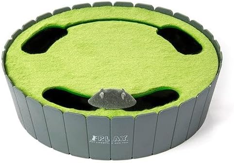 P.L.A.Y. Cute Interactive Peek-a-Boo Mouse Chasing Toy for Cats - 2 Speeds, Uncatchable Running & Spinning Mouse, Hide & Seek, Pop & Play Kitten Toy