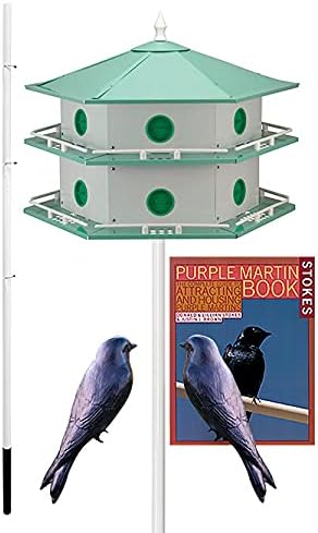 Heath 12-Room Deluxe Purple Martin House Package – Includes Aluminum House, Pole, Decoys, and Book for Purple Martin Habitat
