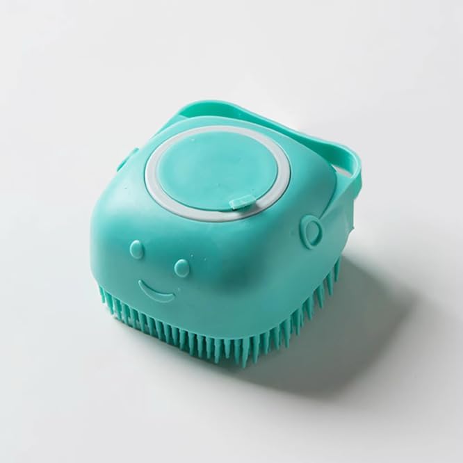 Pet Bath Massage Brush with Soap Dispenser, Soft Silicone Grooming Tool for Dogs Cats