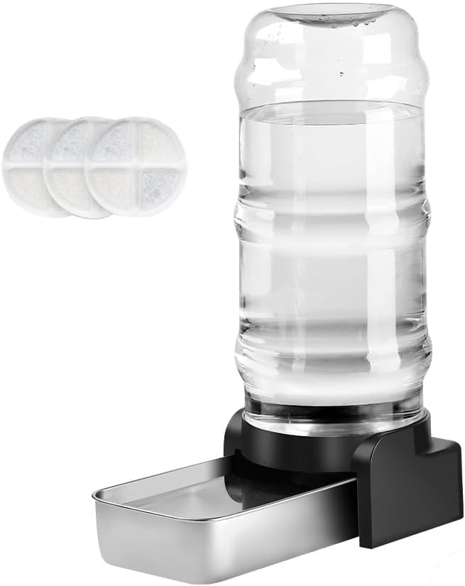 Marchul 2.3 Gallon Dog Water Dispenser, Large Dog Water Bowl Dispenser with Stainless Steel, Automatic Gravity Pet Bowl for Dogs Medium to Large (3 Filters) 8.6L