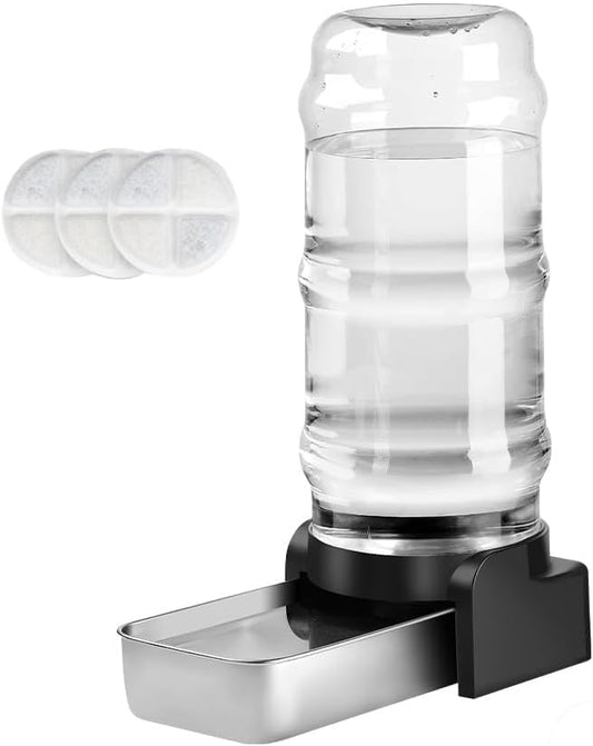 Marchul 2.3 Gallon Dog Water Dispenser, Large Dog Water Bowl Dispenser with Stainless Steel, Automatic Gravity Pet Bowl for Dogs Medium to Large (3 Filters) 8.6L