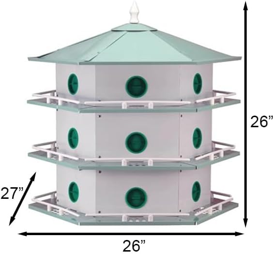 Heath 18-Room Deluxe Purple Martin House with 2 Decoys – Durable Aluminum, Ventilated & Spacious
