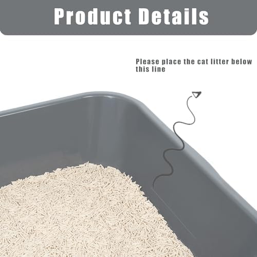 2 Pack of Extra Large Cat Litter Box (ABS Material), Low Entry Senior Litter Pen for Geriatric Kitty Big Cats, Jumbo Pet Safe Litter Boxes Tray for Indoor Pets Potty (White, 24" L x 20" W)