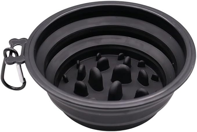 Large Collapsible Dog Bowl for Traveling Hinking Camping,2-Pack Portable Silicone Bowls with2 Sizes(34oz+12oz),Foldable Bowl with Slow Feeding Function