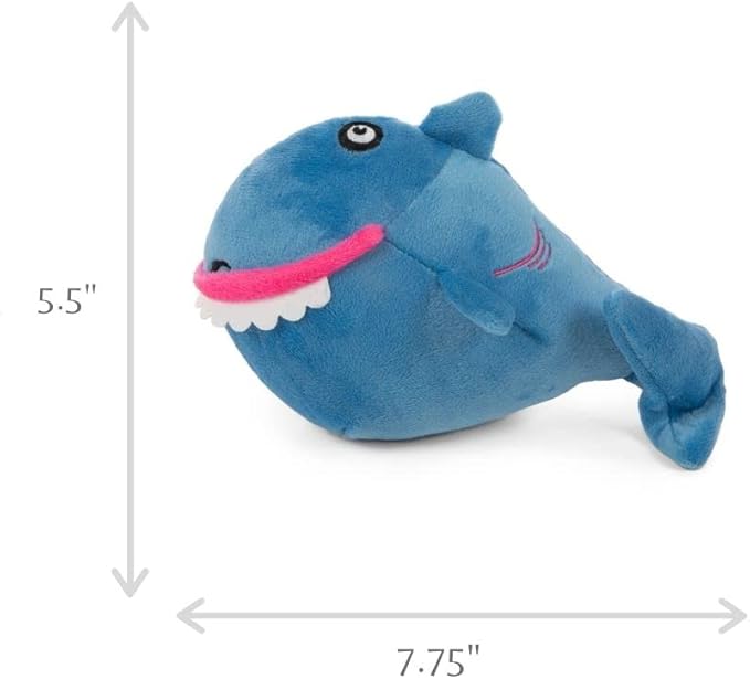 goDog Action Plush Shark Animated Squeaky Dog Toy, Chew Guard Technology - Blue, One Size