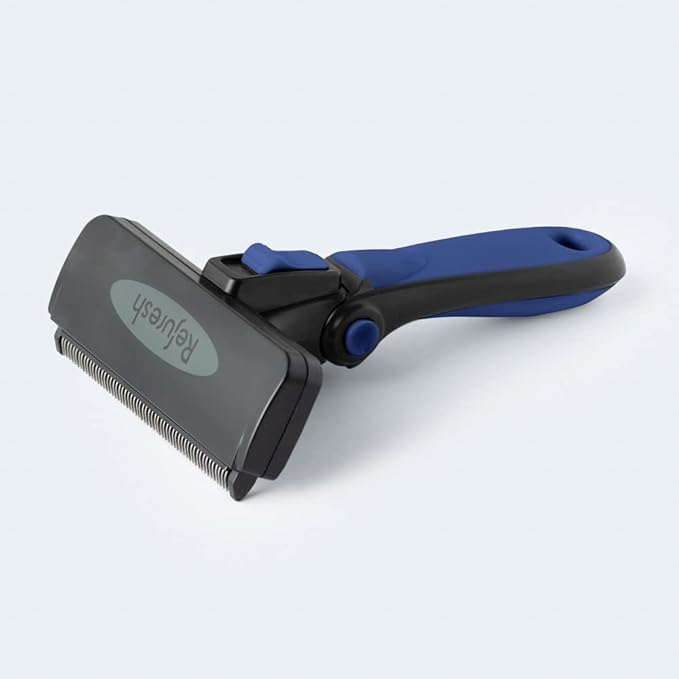 Deshedding Dog Brush for Short/Medium Hair (Large,Blue) – Gentle Deshedding Tool for Dogs & Cats – Reduces Shedding, Without damaging Topcoat. Removes Loose Fur & Dead Undercoat.