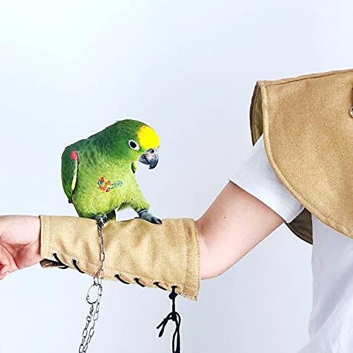 ISMARTEN Parrot Anti-Scratch Arm Protector, Multi-Functional Bird Diaper Flight Suits Pee Pads Diaper Poop Shawl for Cockatiel Parakeet Macaw Lovebirds Finches (Arm Protector-Yellow)