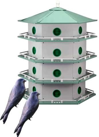 Heath 24-Room Deluxe Purple Martin House with Decoys – Spacious Aluminum Birdhouse for Colonizing Martins
