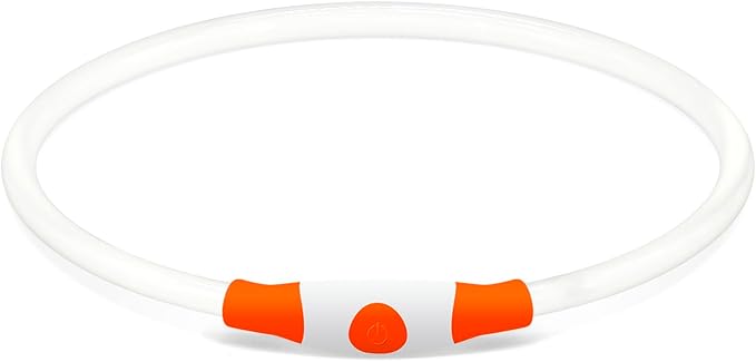 Led Dog Collar, BSEEN USB Rechargeable Flash Dog Necklace Light, Pet Safety Collar Makes Your Beloved Dogs Be Seen at Night for Small Medium Large Dogs(Orange)