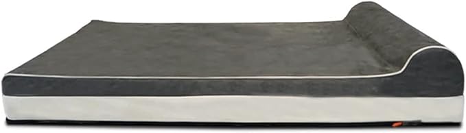 Laifug Orthopedic Memory Foam Dog Bed with Pillow and Durable Water Proof Liner & Removable Washable Cover & Smart Design Medium (34"x22"x7"), Slate Grey