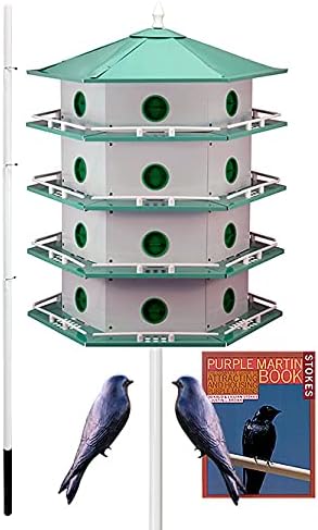 Heath 24-Room Deluxe Purple Martin House Package – Complete Aluminum Martin Colony Kit with Pole, Decoys & Guidebook