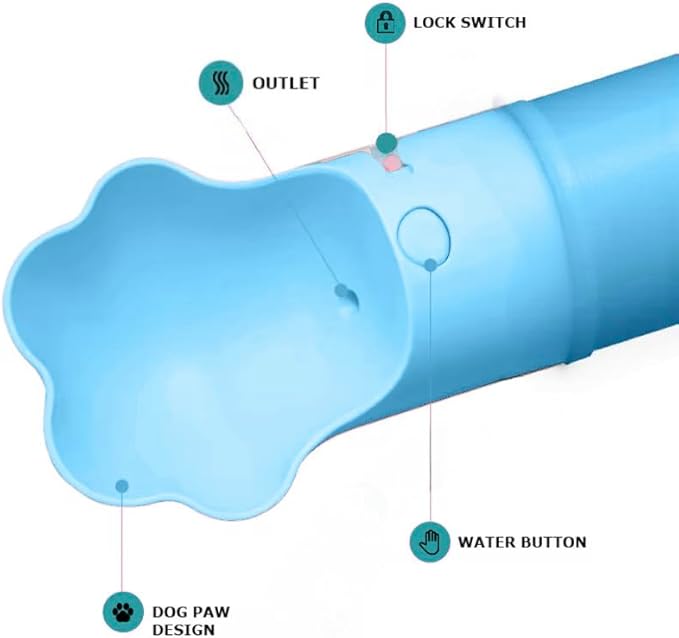 Gulp by Duna 18oz Travel Dog Water Bottle with Paw-Shaped Bowl, Insulated Stainless Steel | Leakproof Portable with Carry Strap for Outdoor Walking, Hiking & Pet Hydration On-The-Go | Blue