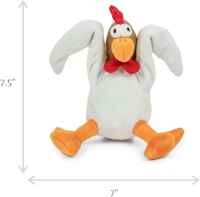 goDog Action Plush Chicken Animated Squeaky Dog Toy, Chew Guard Technology - White, One Size