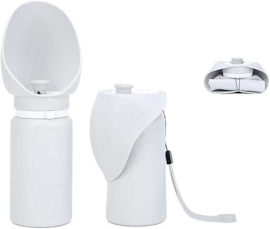 Large Dog Water Bottle,Travel Size Leak Proof Portable Soft Silicone Foldable Storage Puppy Water Dispenser for Pets Outdoor Walking, Hiking, Travel(19 oz Grey)