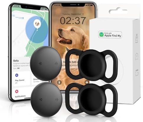 VB GPS Tracker for Dogs (2 Pack), Mini GPS Cat Tracker, Smart Pet Activity Tracker (iOS Only), No Monthly Fee, Compatible with Apple Find My, Anti-Lost, Finder Tag
