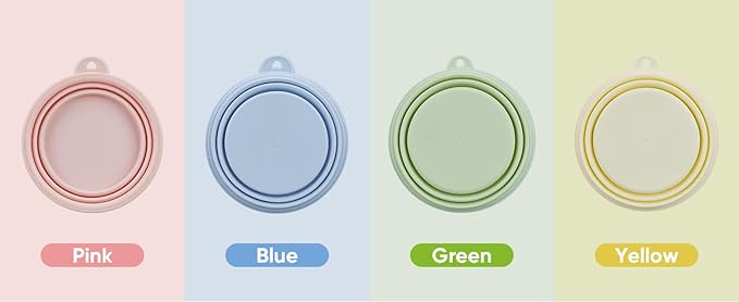 Collapsible Dog Bowls,2-Pack Food-Grade Silicone, Portable Travel Pet Bowl, 12 OZ Essential Pack for Travel & Walking(Pink+Blue)