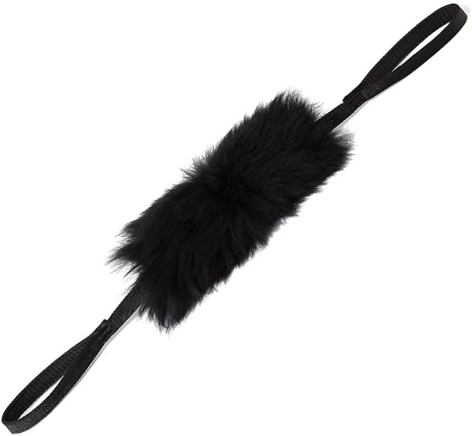 HOWGO Dog Bite Tug Toy with 2 Strong Handles - Made of Natural Sheepskin - Perfect for Tug of War, Fetch & Puppy Training - Ideal for Medium to Large Breeds(Black)