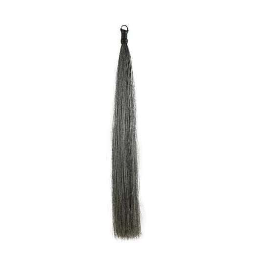 Horse Tail Extension with Braided Horsehair Loop, Blunt Cut Bottom, 3/8 lb, 28-30 inches (dark gray)