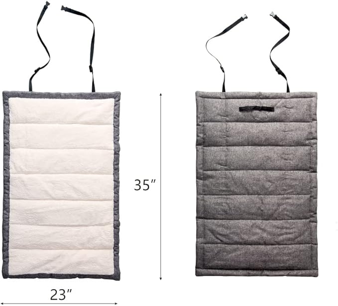 Travel Dog Bed, Rollup Crate Mat, Kennel Pad, Pet Camping Gear with Carry Handles for Medium Dog or Cat, Super Soft, Machine Washable, 36 * 23” Grey