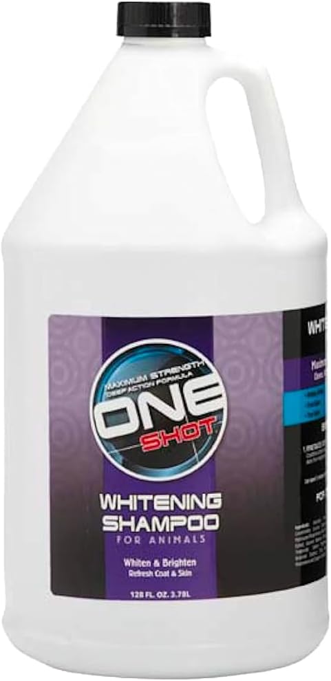 Best Shot One Shot Whitening Shampoo, Coat and Skincare Product for Dog, Cat, and Horse, Brightens Any Color Coat, Removes Stains, 1 Gallon
