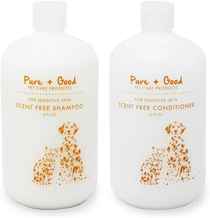 Scent Free Shampoo and Conditioner Set, Formulated for All Pets, Gentle and Cleansing, Made in The USA, Cruelty Free, 16 fl oz