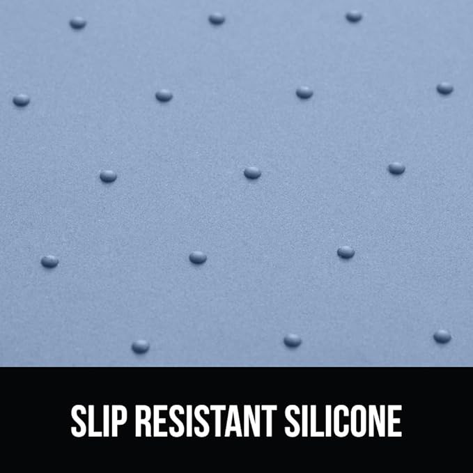 GORILLA GRIP 100% Waterproof Raised Edge BPA Free Silicone Pet Feeding Mat, Dog Cat Food Mats Contain Spills Protects Floors, Placemats for Cats and Dogs Water Bowl, Pets Accessories 23x15 Blue