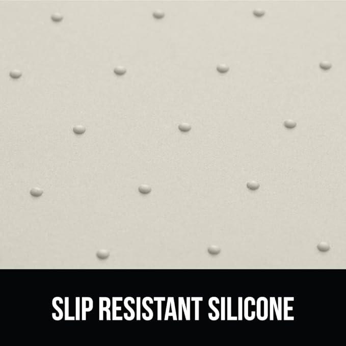 GORILLA GRIP 100% Waterproof Raised Edge BPA Free Silicone Pet Feeding Mat, Dog Cat Food Mats Contain Spills Protects Floors, Placemats for Cats and Dogs Water Bowl, Pets Accessories 18.5x11.5 Cream